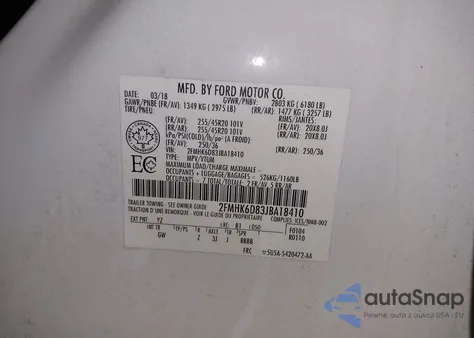 2018 Ford Flex Limited z USA, uszkodzony, nr VIN 2FMHK6D83JBA18410